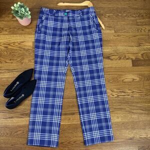 Nike Golf Purple Plaid Mid Rise Tour Performance Straight Leg Pants